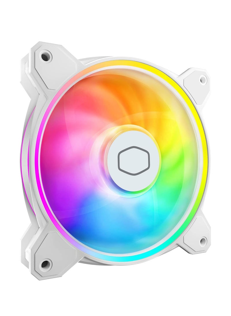 COOLER MASTER Fan MF120 Halo² White Fan, Duo-Ring ARGB Gen 2 LED Rings, 120mm 2050rpm Dynamic PWM, Enlarged Fan Blades, Hybrid Frame for PC Case, Liquid and Air Cooler (MFL-B2DW-21NP2-R2) 