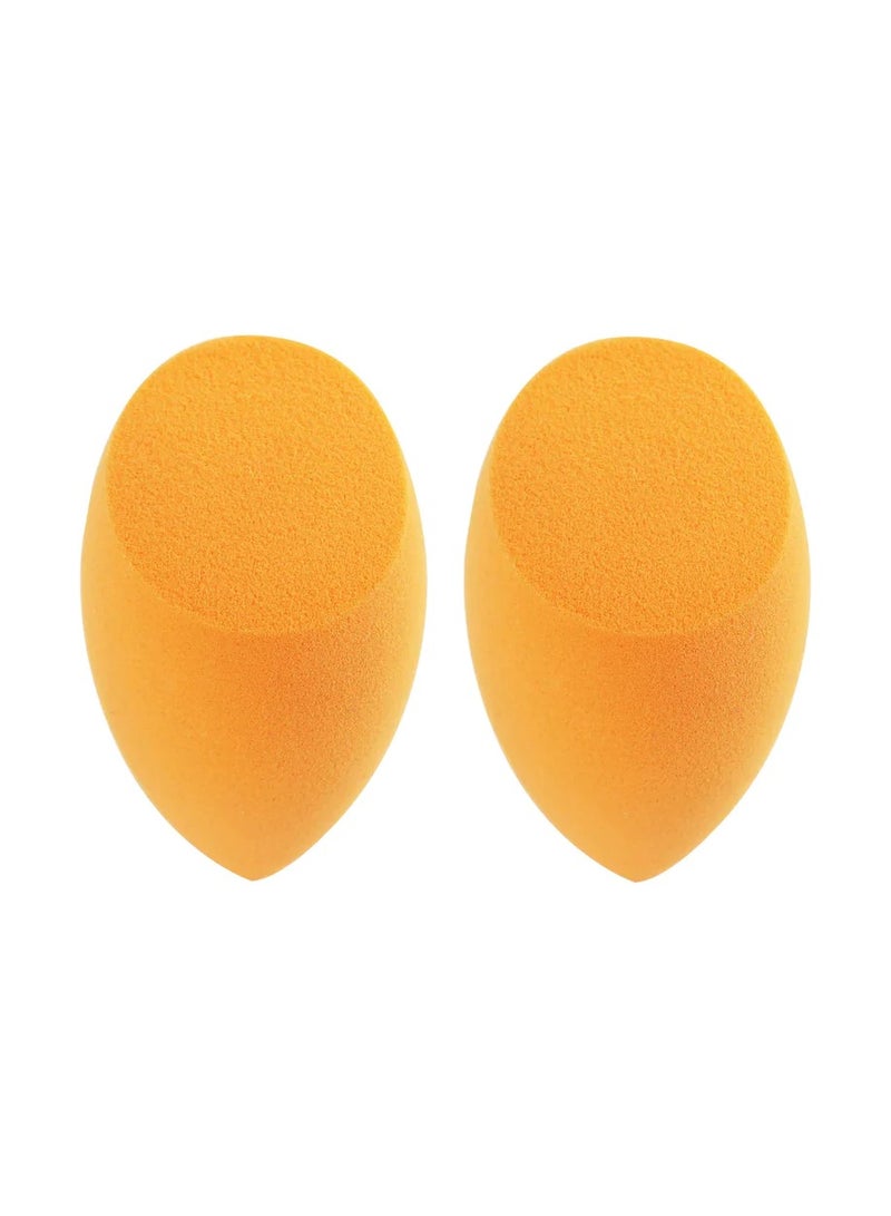 REAL TECHNIQUES - 2 Miracle Complexion Sponges Makeup Blending Sponge For Foundation, Offers Light To Medium Coverage Natural, Dewy Makeup, Latex-Free Foam Orange - Image 1