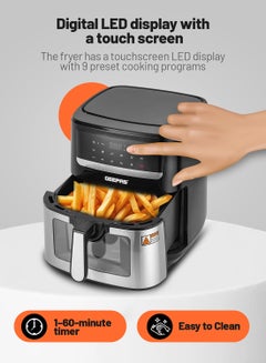 GEEPAS Double Heating Digital Air Fryer 7.5 L | Vortex Frying Technology | Digital Display 1-60 min Timer | 9 Preset Programs, Fries Chicken & more | 2 Years Warranty 7.5 L 2150 W GAF37543 Black/Silver  - Image 3