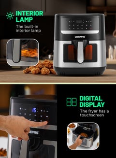 GEEPAS Double Heating Digital Air Fryer 9.2 L Vortex Frying Technology | Digital Display 1-60 Min Timer| 9 Preset Programs For Fries, Steak, Chicken & more | 2 Years Warranty 9.2 L 2150 W GAF37544 Black/Silver  - Image 5