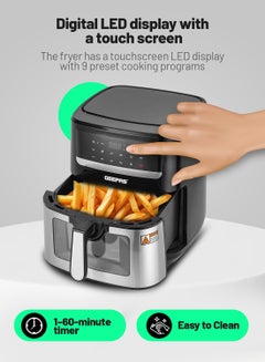 GEEPAS Double Heating Digital Air Fryer 9.2 L Vortex Frying Technology | Digital Display 1-60 Min Timer| 9 Preset Programs For Fries, Steak, Chicken & more | 2 Years Warranty 9.2 L 2150 W GAF37544 Black/Silver  - Image 3