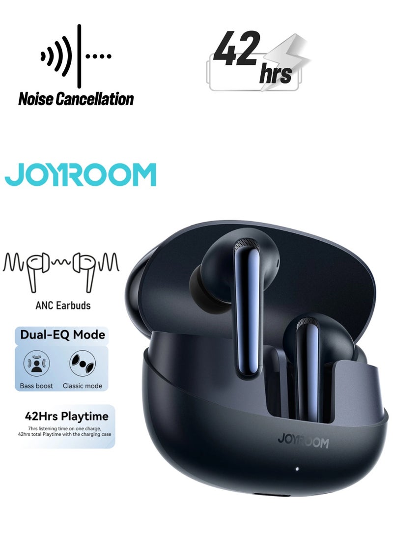 JOYROOM - 500mAh Hi-Fi Sound ANC(Active Noise Cancelling) True Wireless Earbuds With Dual-EQ Mode & Built-in Microphone Black - Image 1