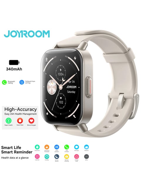 340 mAh JR-FT3 Smart Watch Can Make and Receive Calls 1.96-inch HD Screen Bluetooth Connection Fitness Monitoring 340mAh Unisex Compatible with Apple and Android Metal Silicone Strap silver