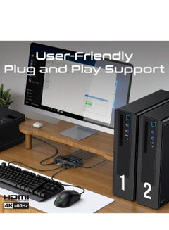 PROMATE KVM Switch Selector with USB Hub, Four 5Gbps USB-A 3.0 Output Ports Switched To The Selected Input, Dual 4K HDMI Inputs, HDMI Output, Input Toggle Button, Included Cables | MediaSwitch-KVM Black  - Image 5