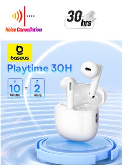 Wireless Earbuds, 30H Playback Bluetooth V5.3 TWS Earbuds With 4 ENC Mics, Call Noise Reduction Headset Pro Low Latency Earbuds 30H Playtime Fast Charge Ear Buds Compatible for Android And iOS White
