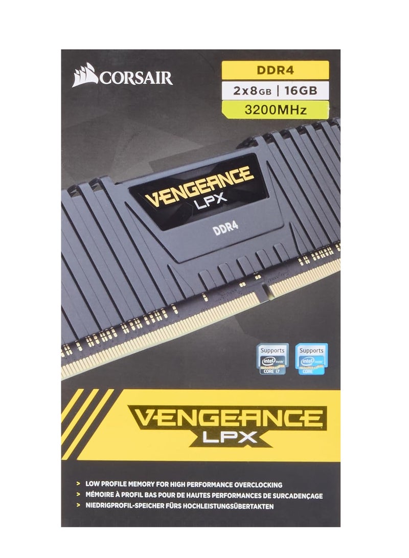 CORSAIR Vengeance LPX 16GB (2x8GB) DDR4 DRAM 3200MHz C16 Desktop Memory Kit - Black (CMK16GX4M2B3200C16)  - Image 1