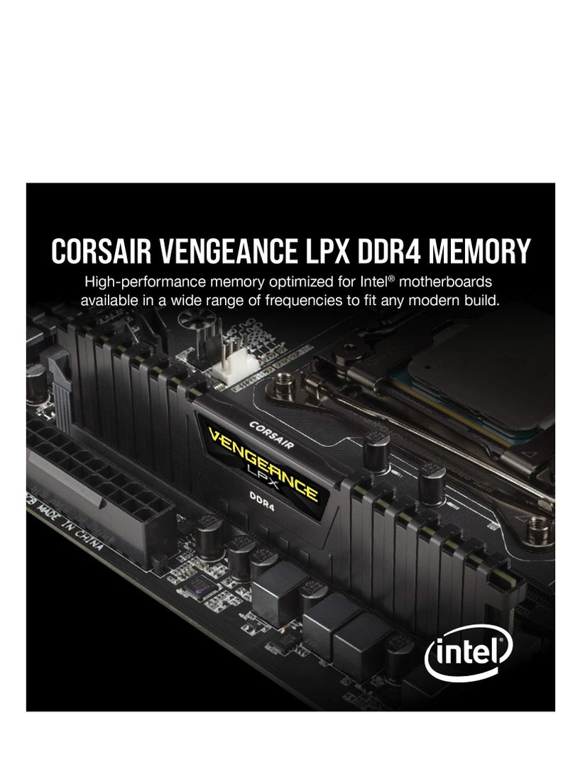 CORSAIR Vengeance LPX 16GB (2x8GB) DDR4 DRAM 3200MHz C16 Desktop Memory Kit - Black (CMK16GX4M2B3200C16)  - Image 2