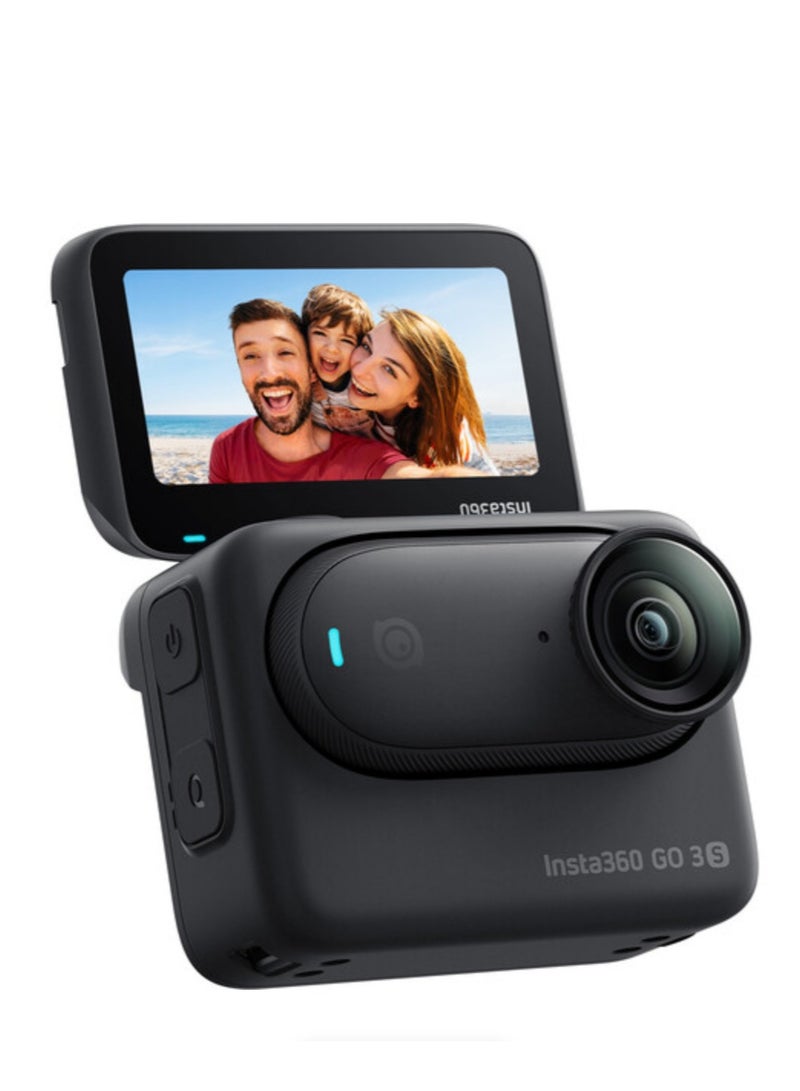 Insta360 - GO 3S Midnight Black (128GB) | 10m Waterproof Tiny Action Camera, 4K Wide-Angle Video, 2.2" Flip TouchScreen w/ Action Pod, Auto Stabilization, with Apple FindMy, Magnet Pendant, Clip - Black - Image 1