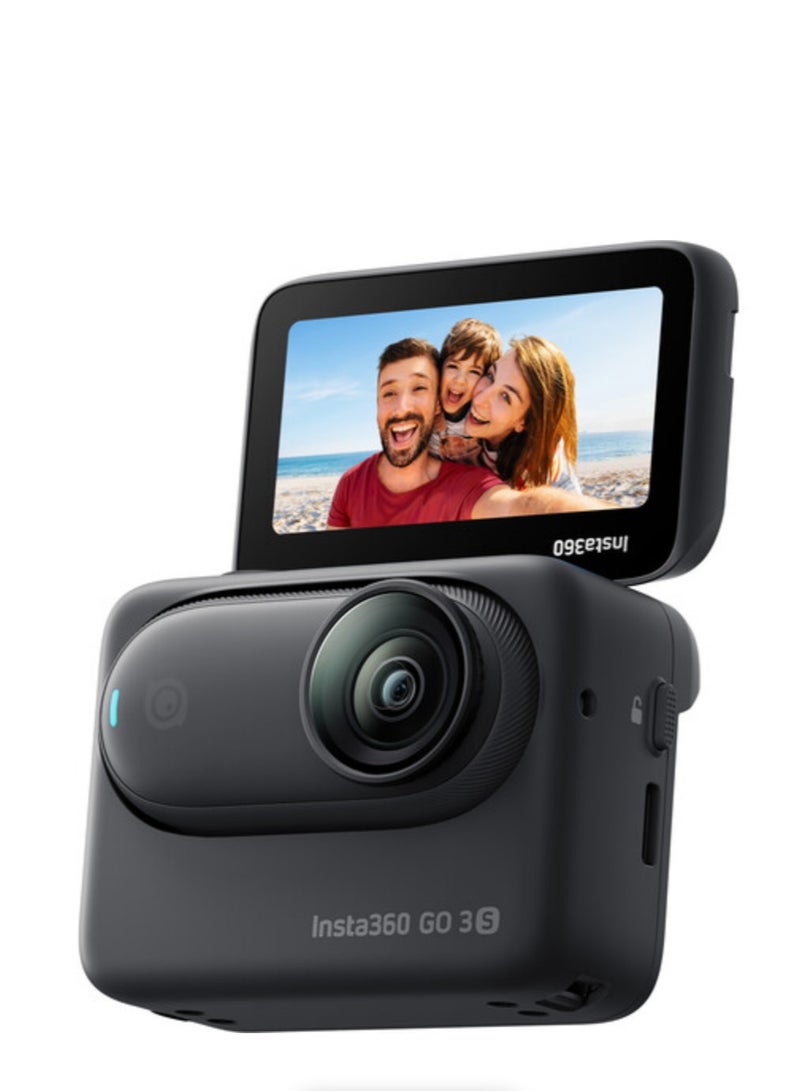 Insta360 - GO 3S Midnight Black (128GB) | 10m Waterproof Tiny Action Camera, 4K Wide-Angle Video, 2.2" Flip TouchScreen w/ Action Pod, Auto Stabilization, with Apple FindMy, Magnet Pendant, Clip - Black - Image 1