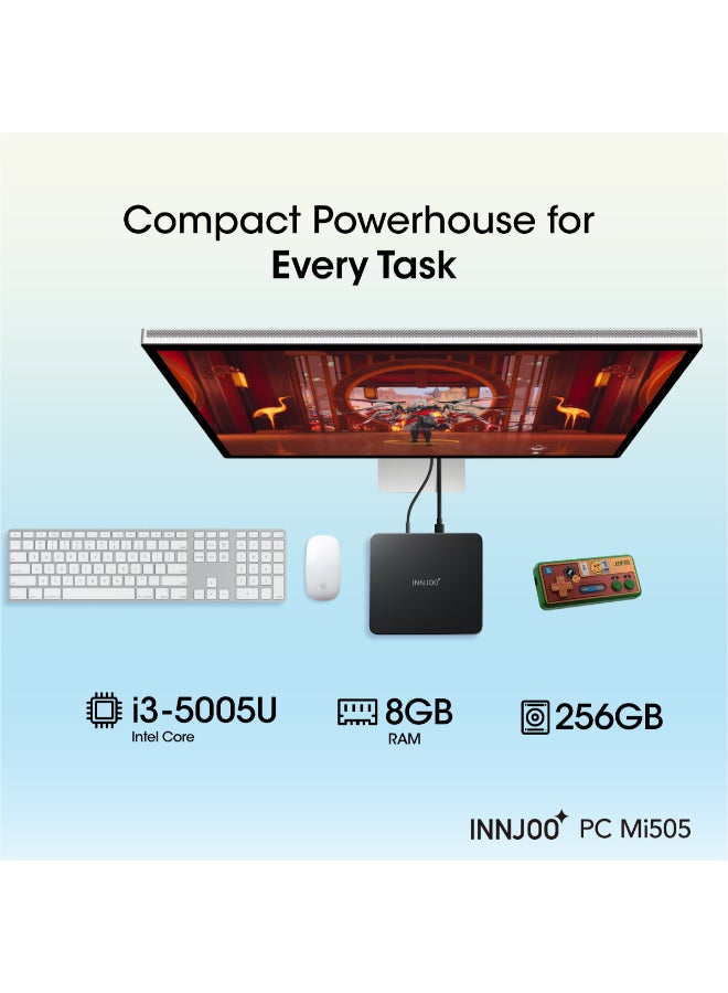 InnJoo - Mini PC With Core i3-5005U Processor/8GB RAM/256GB SSD/Intel HD Graphics 5500/Windows 11 Home Black - Image 1