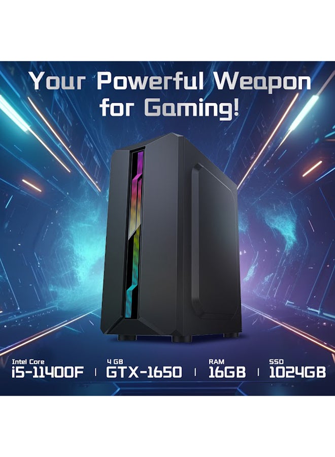 InnJoo - Gaming PC GD01 With Core i5-11400F Processor/16GB RAM/1TB SSD/NVIDIA GeForce GTX 1650 4GB Graphics/Windows 11 Pro Black - Image 1