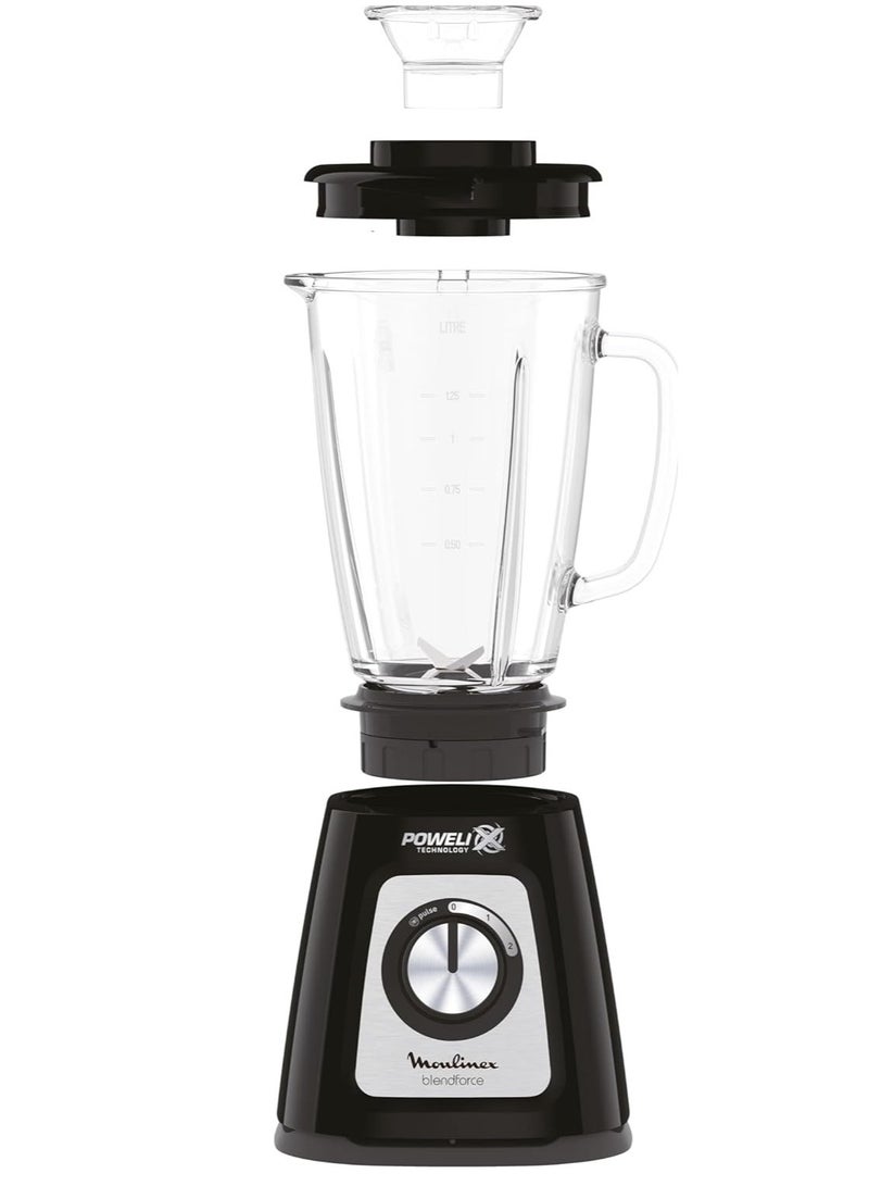 Moulinex Blend force Blender 800 Watts Glass Jar 1.75 Liters Net : ( 1.25) L Grinder and Chopper Black LM4358EG 1.75 L 800 W LM4358EG Black  - Image 2
