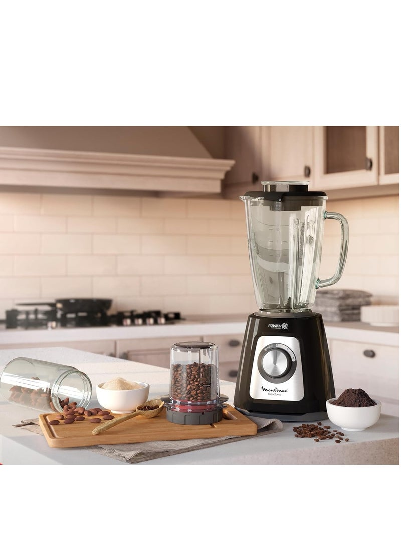 Moulinex Blend force Blender 800 Watts Glass Jar 1.75 Liters Net : ( 1.25) L Grinder and Chopper Black LM4358EG 1.75 L 800 W LM4358EG Black  - Image 4