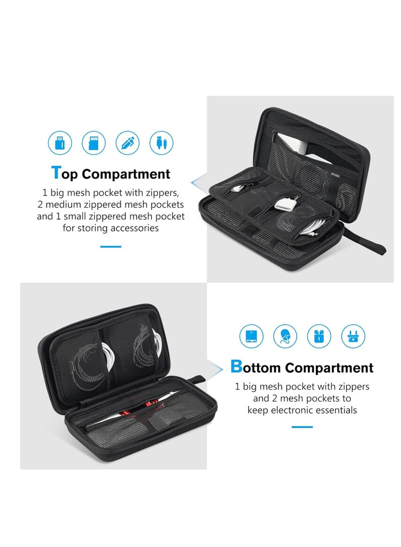 Procase Hard Travel Electronic Organizer Case For MacBook Power Adapter Chargers Cables Power Bank Apple Magic Mouse Hard Drive USB Flash Disk SD Card Small Portable Accessories Bag -M, Black Black  - Image 2