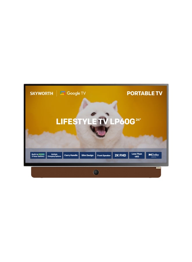 Skyworth 24" FHD, Lifestyle Smart TV, HDMI,USB,60Hz,Built-In Upto 3 Hrs Battery, (Google TV) 24LP60G White  - Image 1
