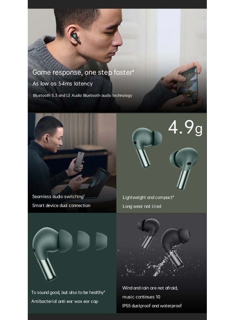 OnePlus - Buds 3 Earphone TWS Wireless Bluetooth Noise Cancellation Sport Headsets CN Version Khaki Green - Image 1