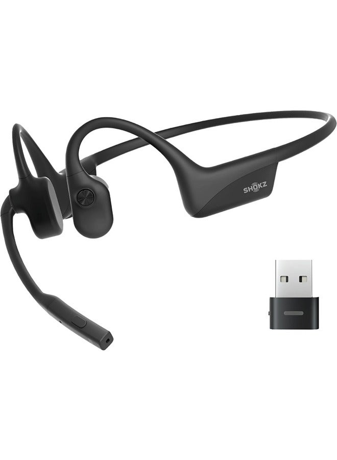 SHOKZ - OpenComm 2 UC USB-A Bluetooth Bone Conduction Headset Black - Image 1