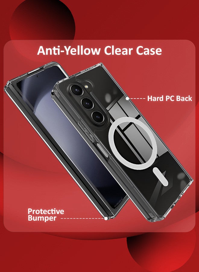 MARGOUN [for Samsung Galaxy Z Fold 6] Clear Case Magnetic Compatible with MagSafe Slim Fit Crystal Clear Transparent Skin Cover Anti-Yellowing Anti-Slip Clear  - Image 2
