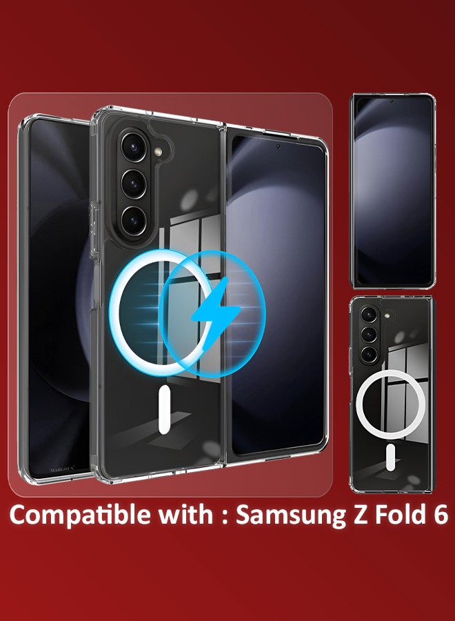 MARGOUN [for Samsung Galaxy Z Fold 6] Clear Case Magnetic Compatible with MagSafe Slim Fit Crystal Clear Transparent Skin Cover Anti-Yellowing Anti-Slip Clear  - Image 5