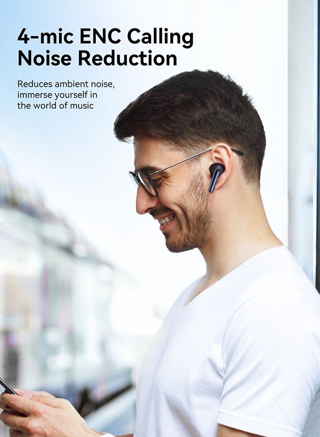JOYROOM TWS Bluetooth 5.4 Earbuds (Upgraded 2025) – Hi‑Fi Bass (Richer Sound Quality), ANC Active Noise Cancelling (Reduces Background Noise), Dual EQ Modes (Switch Between Deep Bass & Balanced), Dual Mic Calls (Clearer Conversations), 42 hr Playtime, IP54 Waterproof (Sweat & Splash Resistant) For Iphone 16 and Below, Samsung S25 and below and More - Top Quality - Ce Certified White  - Image 3