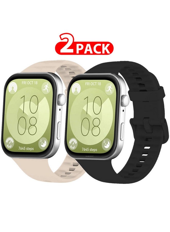 مارجون [لـ ساعة هواوي فيت 3] حزام ساعة من السيليكون الناعم 2 حزمة للرجال والنساء حزام ساعة أنيق مقاوم للماء - Image 1