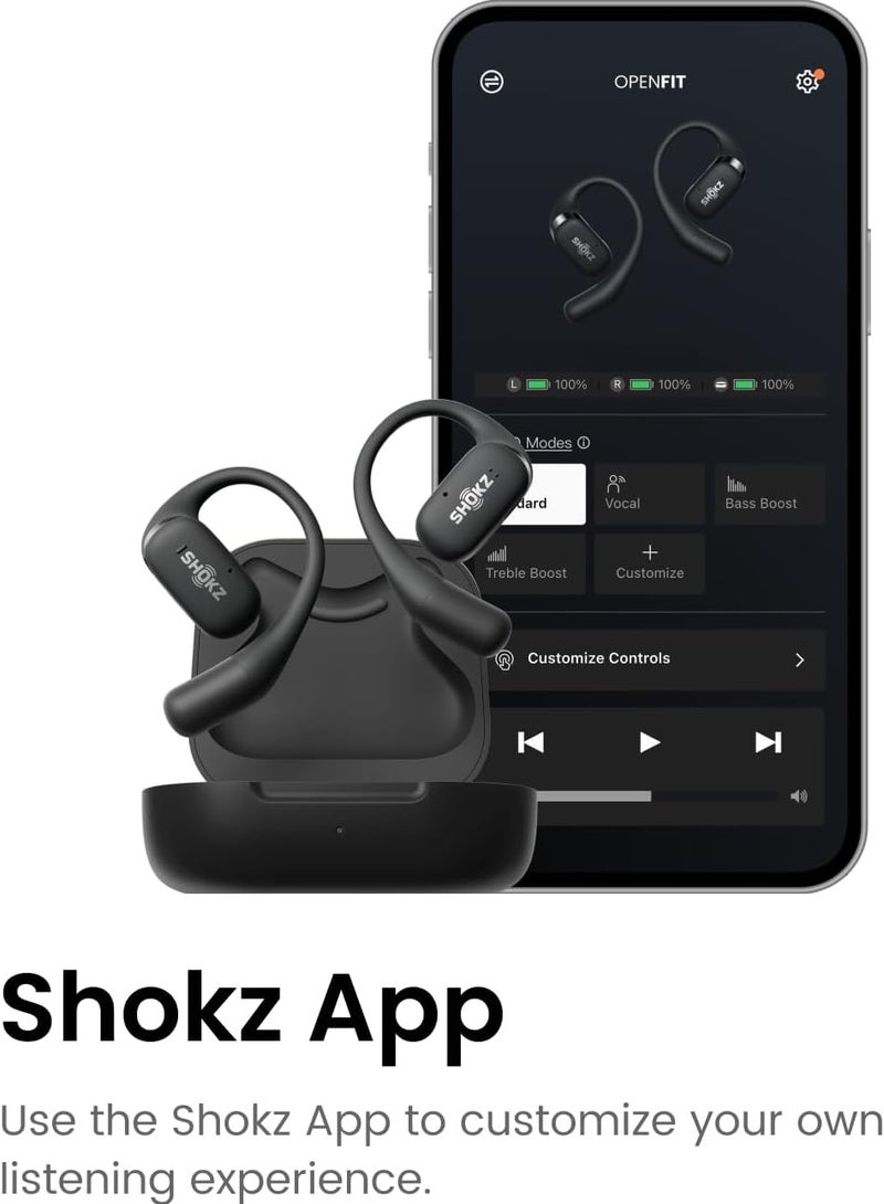 SHOKZ - OpenFit - Open-Ear True Wireless Bluetooth Headphones With Microphone Black - Image 1