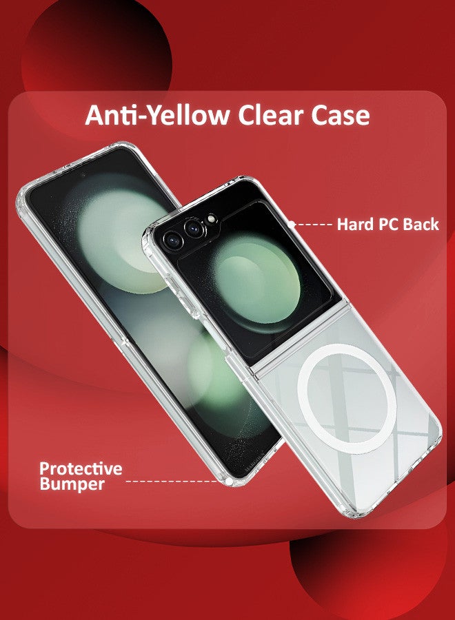 MARGOUN [for Samsung Galaxy Z Flip 6] Clear Case Magnetic Compatible with MagSafe Slim Fit Crystal Clear Transparent Skin Cover Anti-Yellowing Anti-Slip Clear  - Image 2
