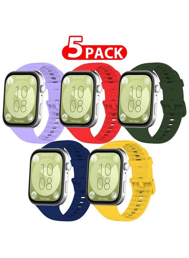 MARGOUN [for Huawei Watch Fit 3] 5 Pack Watch Band Soft Silicone Strap for Men Women Stylish Waterproof Watch Band Mix2 - Image 1