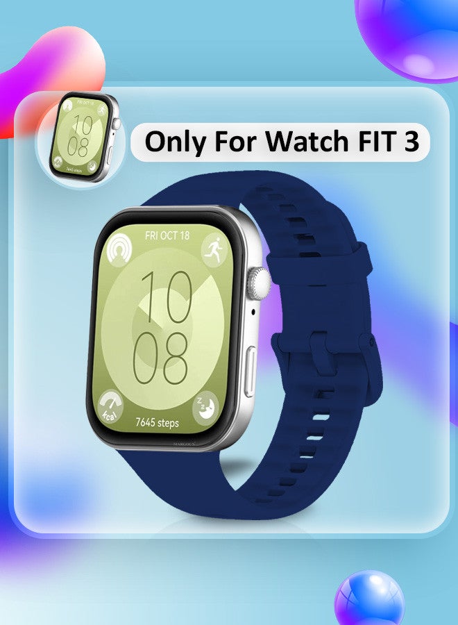 مارجون [لساعة هواوي فيت 3] حزام ساعة ناعم من السيليكون للرجال والنساء، حزام ساعة أنيق مقاوم للماء / أزرق داكن - Image 2