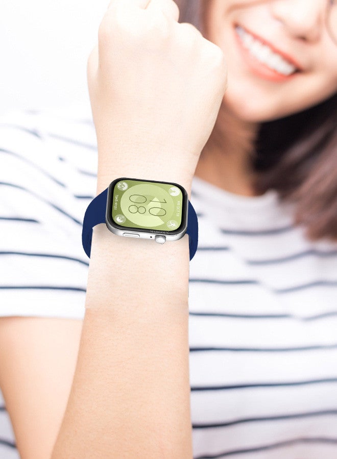 مارجون [لساعة هواوي فيت 3] حزام ساعة ناعم من السيليكون للرجال والنساء، حزام ساعة أنيق مقاوم للماء / أزرق داكن - Image 4