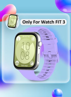 MARGOUN [for Huawei Watch Fit 3] Watch Band Soft Silicone Strap for Men Women Stylish Waterproof Watch Band /Purple Purple  - Image 2