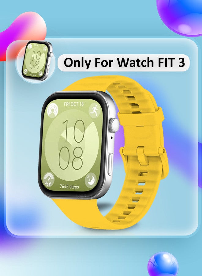 MARGOUN [for Huawei Watch Fit 3] Watch Band Soft Silicone Strap for Men Women Stylish Waterproof Watch Band /Yellow Yellow - Image 2