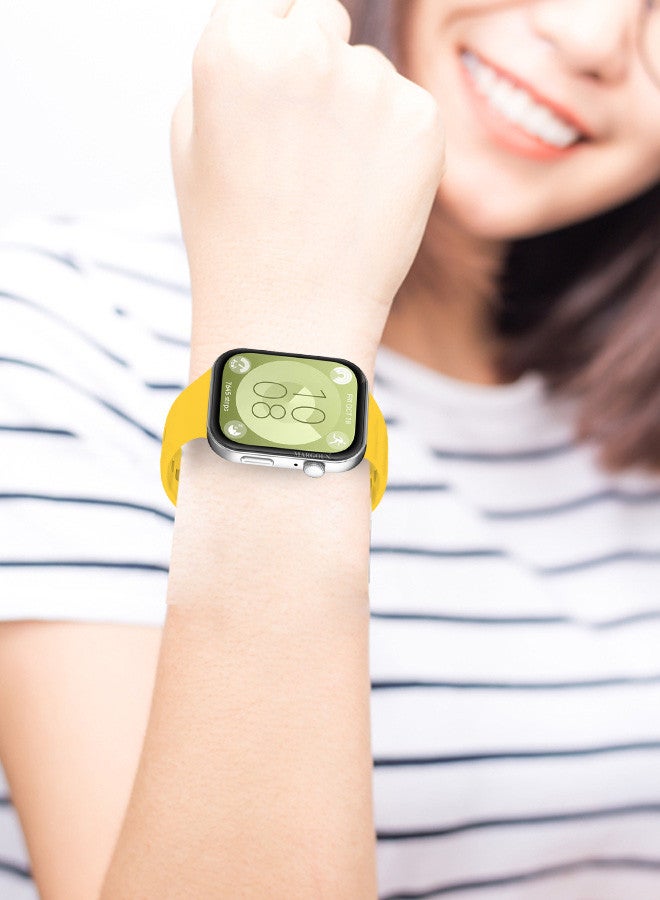 MARGOUN [for Huawei Watch Fit 3] Watch Band Soft Silicone Strap for Men Women Stylish Waterproof Watch Band /Yellow Yellow - Image 4