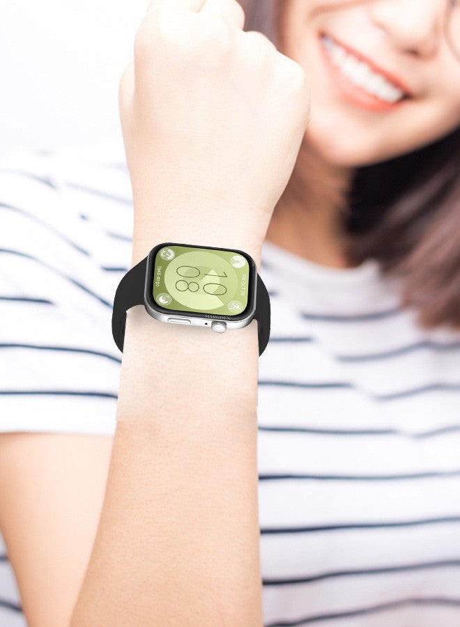 MARGOUN [for Huawei Watch Fit 3] Watch Band Soft Silicone Strap for Men Women Stylish Waterproof Watch Band /Black Black - Image 4