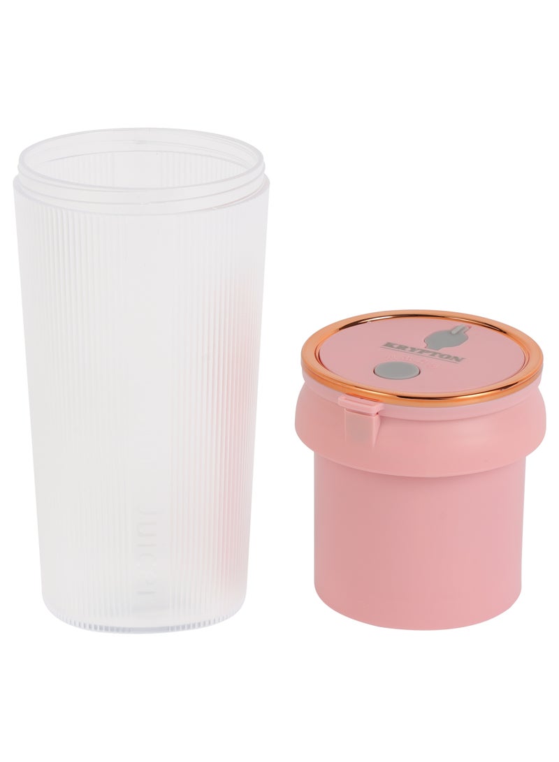 KRYPTON Rechargeable Portable Juicer With Stainless Steel Blade, Powerful Motor, Rechargeable Lithium Battery, PP Jar 300 ML, 50 CM Charging Cable, Type C Slot 300 ml 35 W KNB6579 White & Light Pink - Image 2