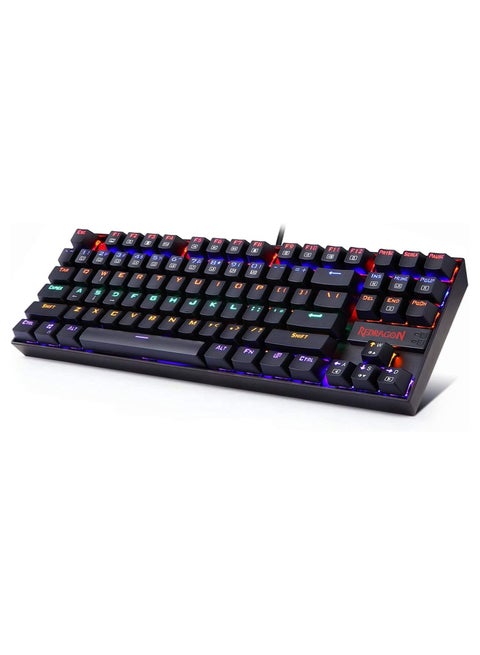 Redragon K552 Mechanical Gaming Keyboard Rainbow LED Backlit Wired with Anti-Dust Proof Switches for Windows PC (Black, 87 Keys Blue Switches)