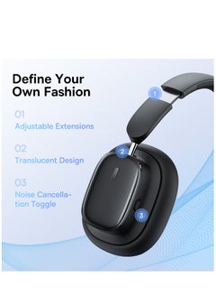 Baseus Bowie H1i Noise-Cancellation Wireless Headphone 100 Hours Playing Time Low Latency Bluetooth V5.3 Headset Black  - Image 4