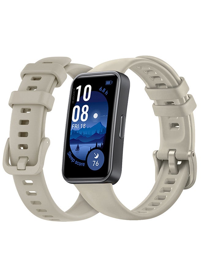 MARGOUN [for Huawei Band 9] Soft Silicone Wristband Replacement Band Watch Strap Sport Strap Beige - Image 1