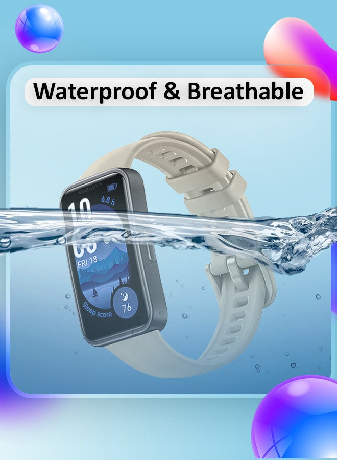 MARGOUN [for Huawei Band 9] Soft Silicone Wristband Replacement Band Watch Strap Sport Strap Beige - Image 4