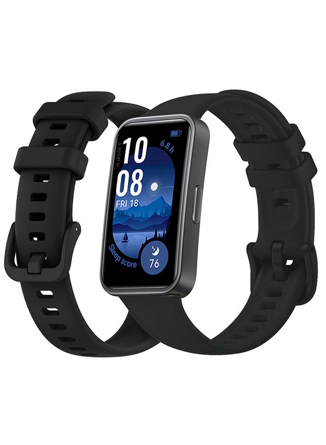 MARGOUN [for Huawei Band 9] Soft Silicone Wristband Replacement Band Watch Strap Sport Strap Black - Image 1