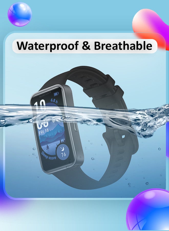 MARGOUN [for Huawei Band 9] Soft Silicone Wristband Replacement Band Watch Strap Sport Strap Black - Image 4