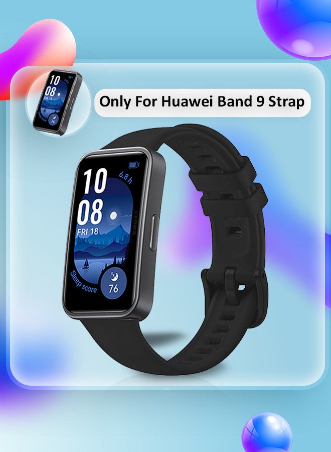 MARGOUN [for Huawei Band 9] Soft Silicone Wristband Replacement Band Watch Strap Sport Strap Black - Image 3