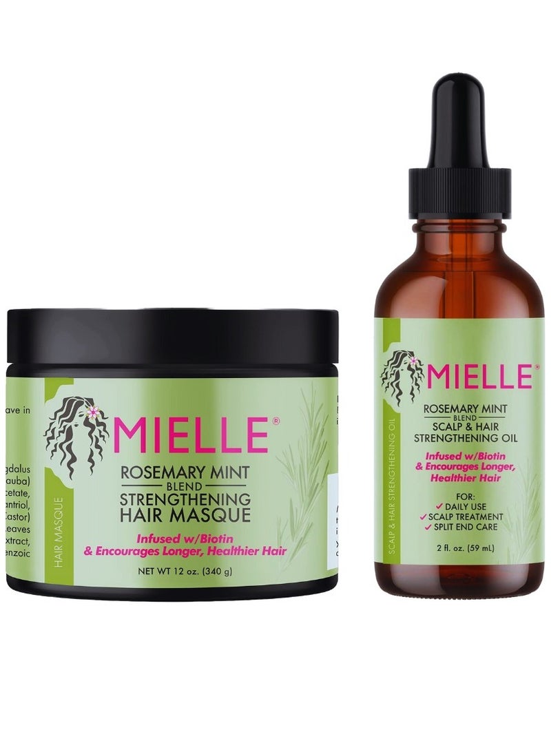 MIELLE Rosemary Mint Strengthening Hair Strengthening Oil & Masque Gift Set 340ml  - Image 1