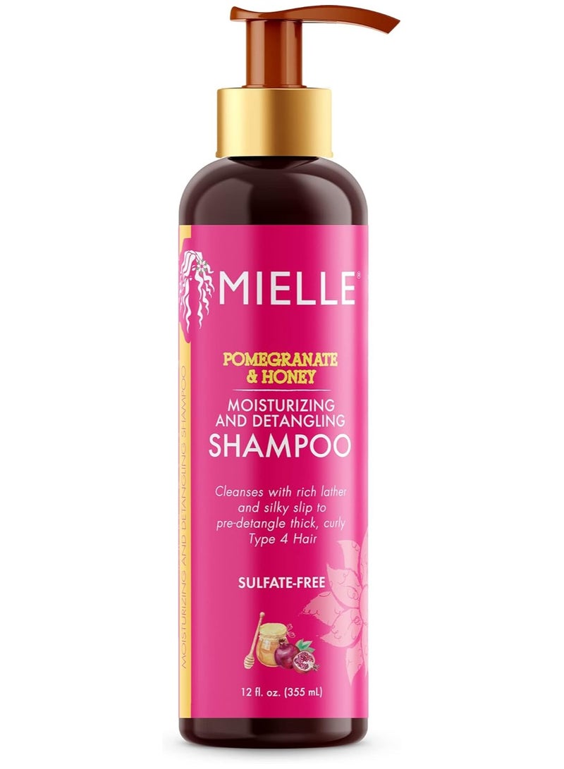 MIELLE Organics Pomegranate & Honey Moisturizing and Detangling Shampoo, Hydrating Curl Cleanser For Dry, Damaged Type 4 Hair, Repair, Restore, and Prevent Frizz, 12-Fluid Ounces - Image 1