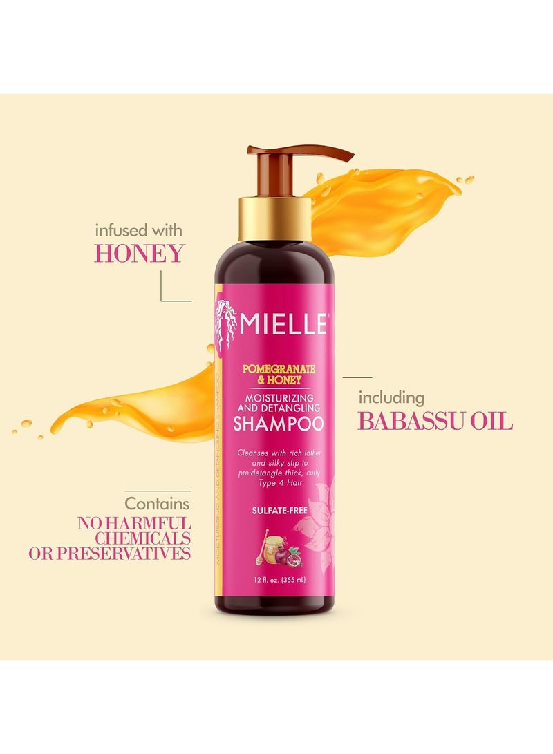 MIELLE Organics Pomegranate & Honey Moisturizing and Detangling Shampoo, Hydrating Curl Cleanser For Dry, Damaged Type 4 Hair, Repair, Restore, and Prevent Frizz, 12-Fluid Ounces - Image 5