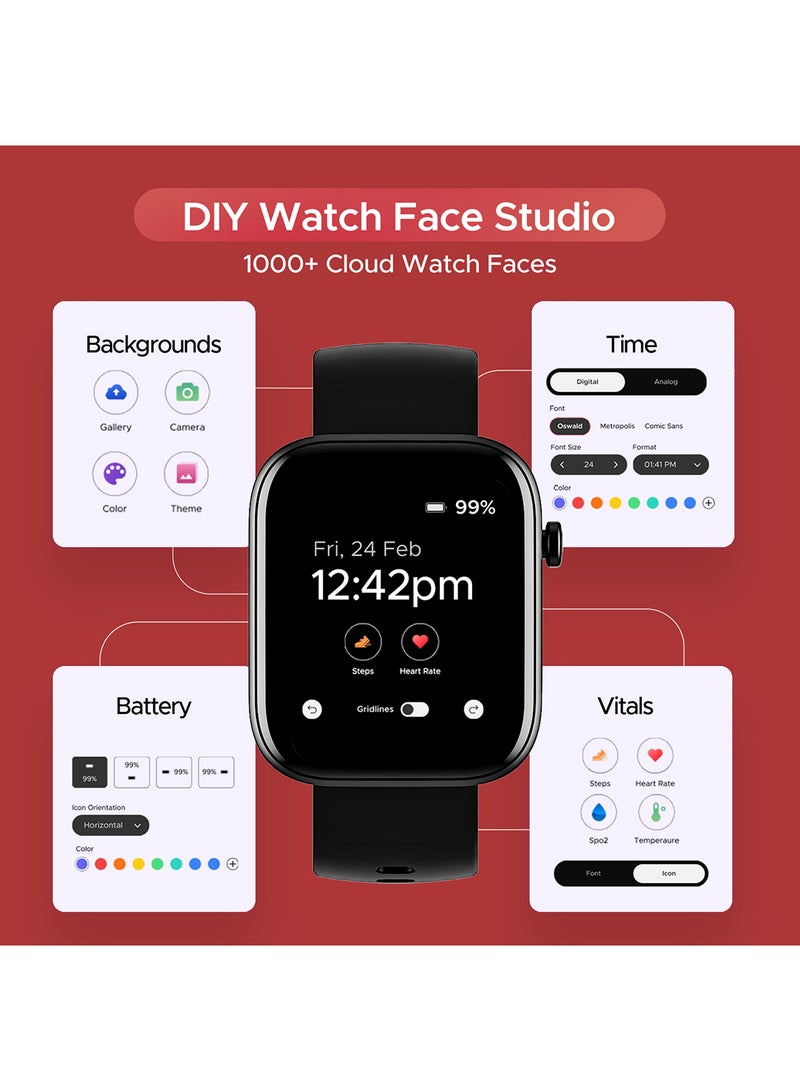 boAt - boAt Wave Call 2 with 1.83" HD Display, Advanced BT Calling, DIY Watch Face Studio, Coins, 700+Active Modes, Live Cricket Scores, Smart Watch for Men & Women Active Black - Image 1