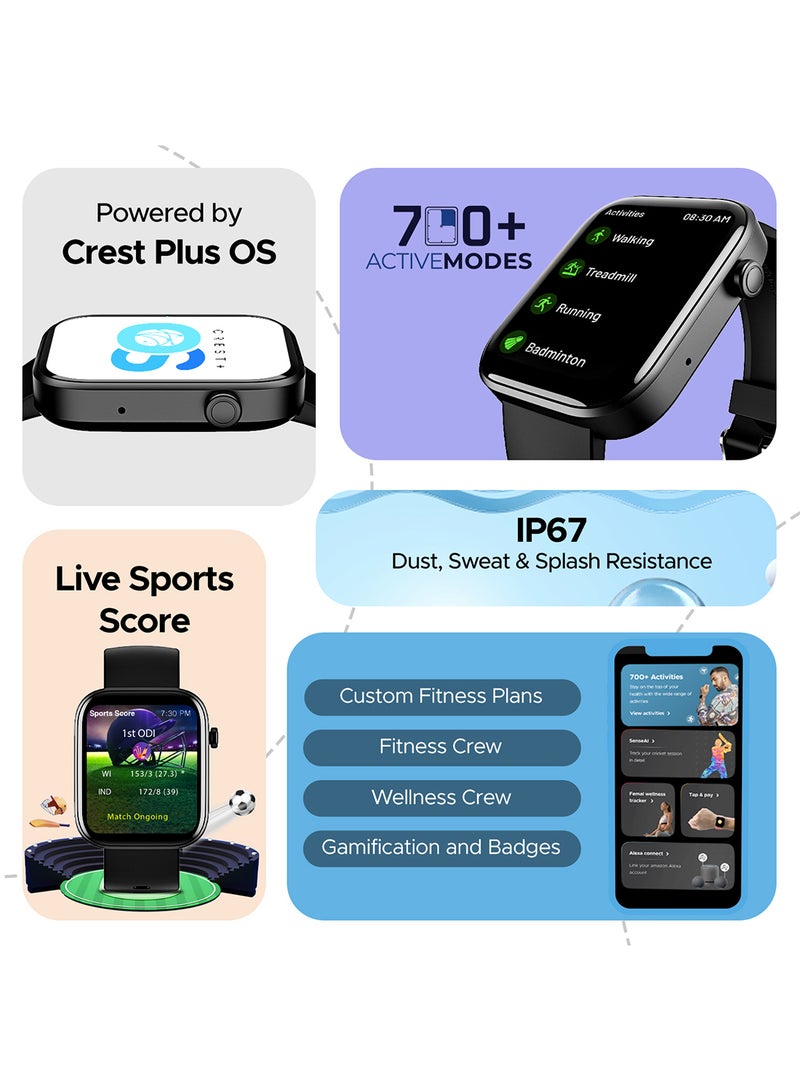 boAt - boAt Wave Call 2 with 1.83" HD Display, Advanced BT Calling, DIY Watch Face Studio, Coins, 700+Active Modes, Live Cricket Scores, Smart Watch for Men & Women Active Black - Image 1