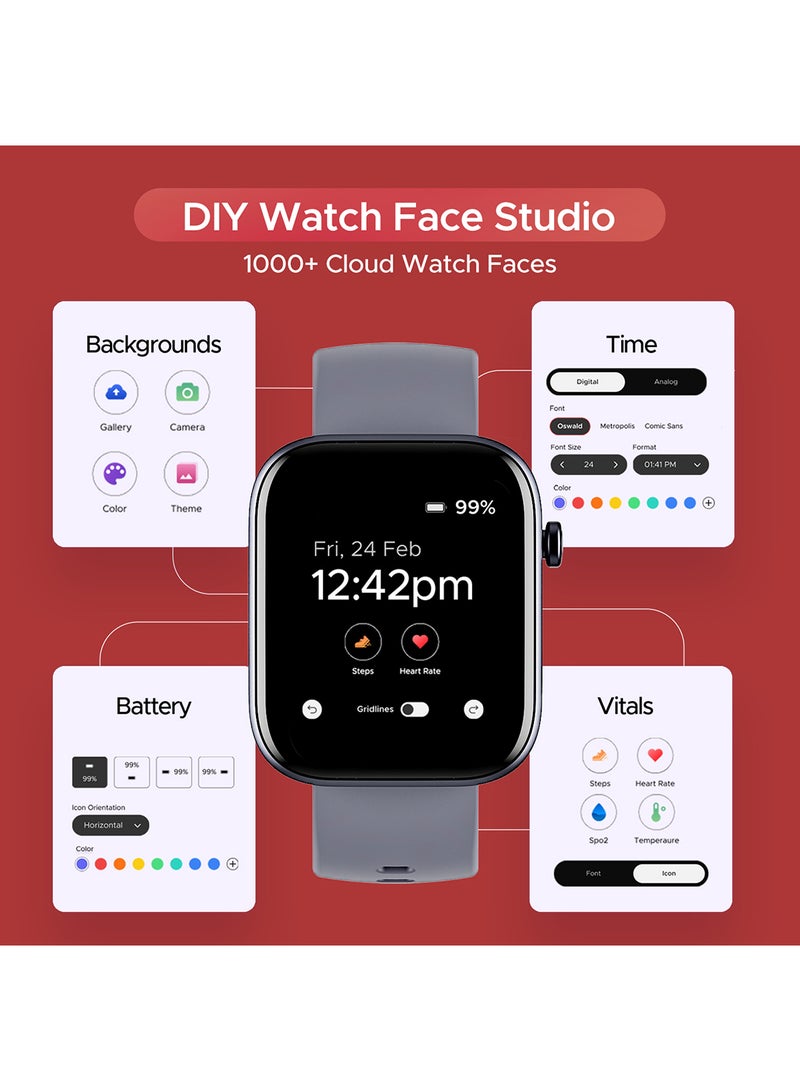 boAt - boAt Wave Call 2 with 1.83" HD Display, Advanced BT Calling, DIY Watch Face Studio, Coins, 700+Active Modes, Live Cricket Scores, Smart Watch for Men & Women Cool Grey - Image 1
