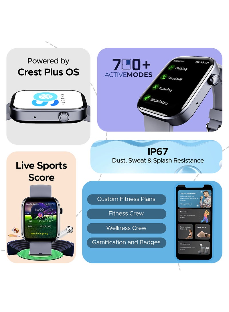boAt - boAt Wave Call 2 with 1.83" HD Display, Advanced BT Calling, DIY Watch Face Studio, Coins, 700+Active Modes, Live Cricket Scores, Smart Watch for Men & Women Cool Grey - Image 1
