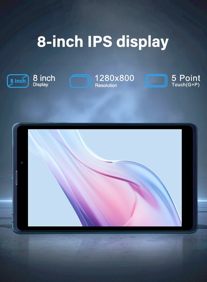 سي آيديا 8 inch 8GB RAM 512GB ROM 8000mAh Battery Android 12 Tablet WiFi  800*1280 IPS For Adult Green  - Image 4